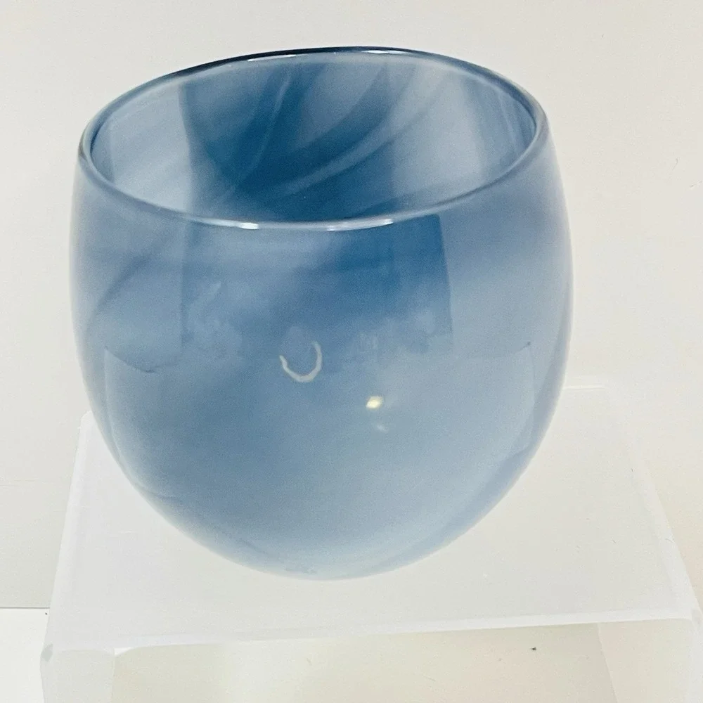Dark And Stormy Drinker Glassybaby - Purple Periwinkle White Swirl‎